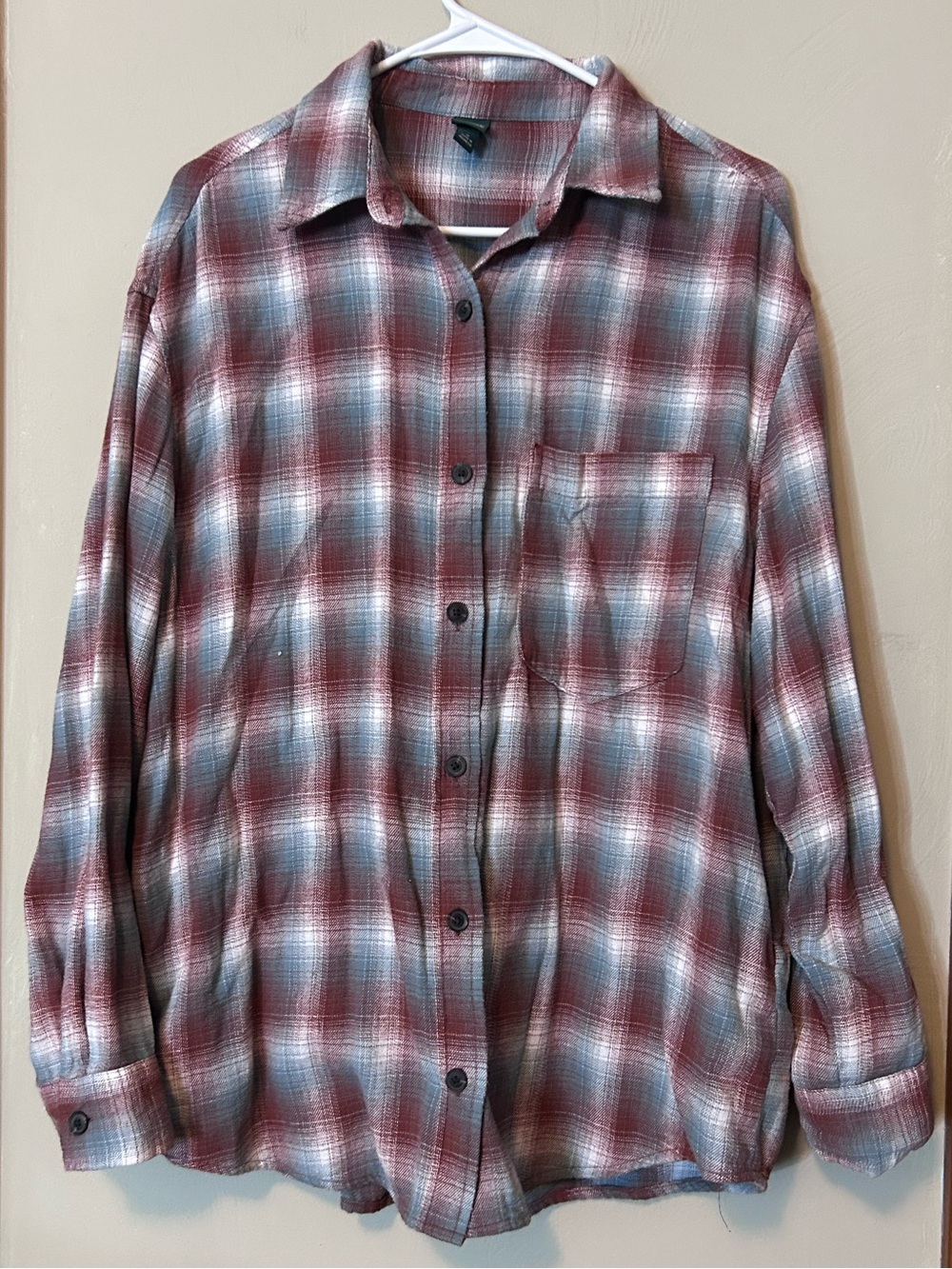 wild fable Red and Gray Plaid Button-Down Shirt